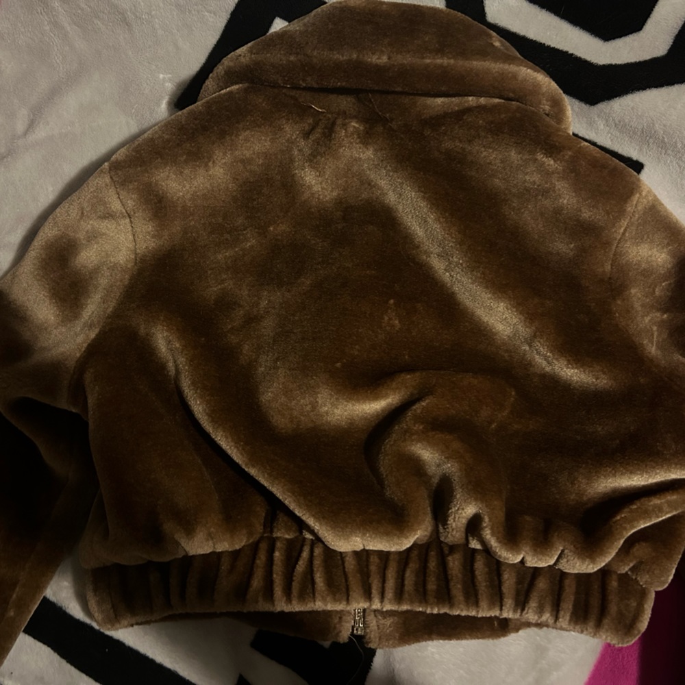 Fashion Nova y2k mcbling half crop jacket gold and brown - Picture 5 of 5